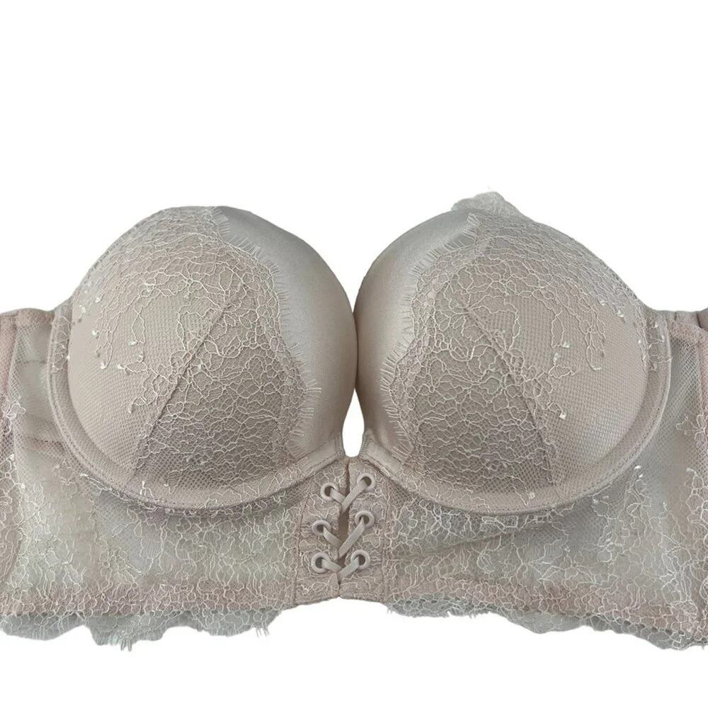Victoria’s Secret Very Sexy Push Up Bra 32C High Neck Lace Up Ballerina Pink